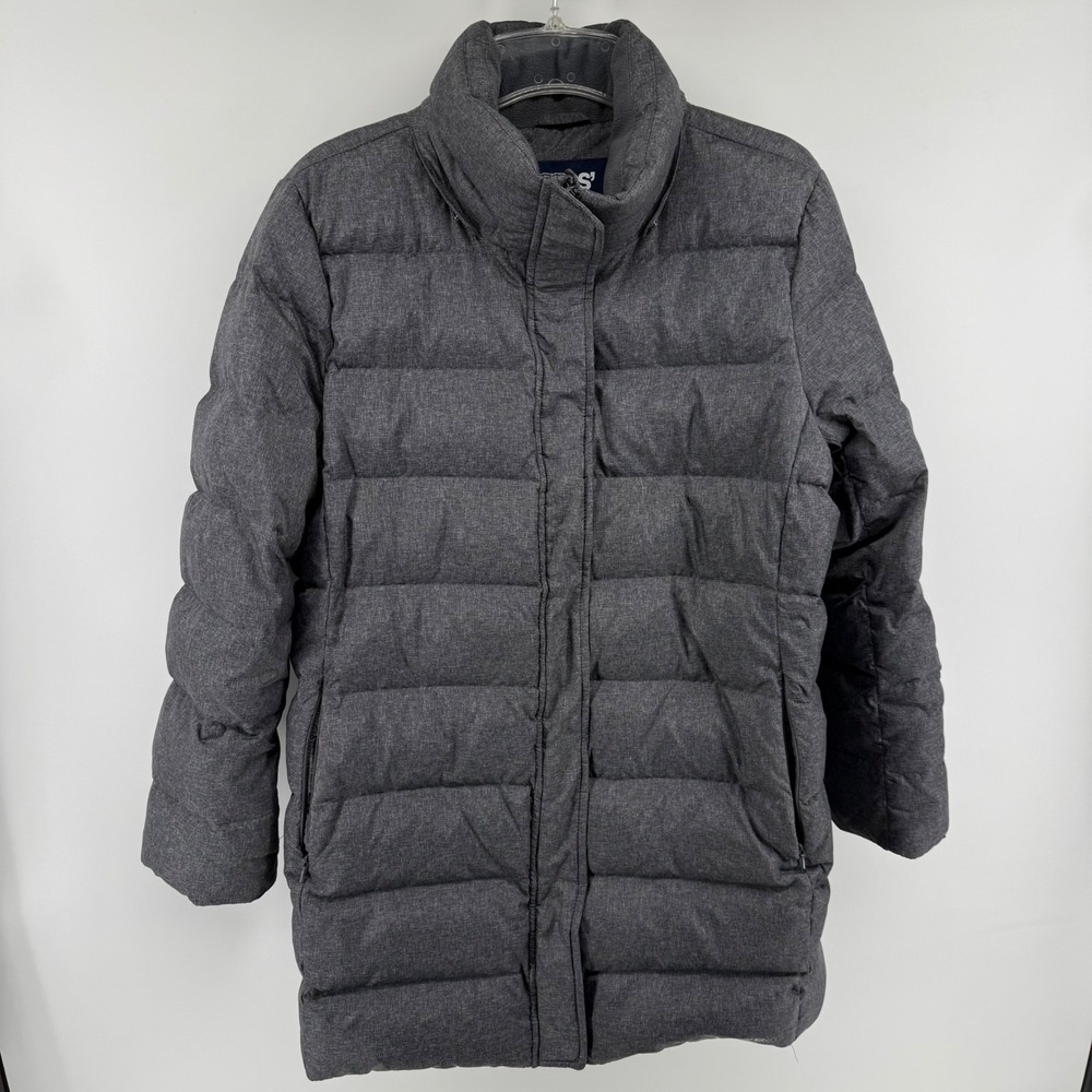 Lands End Gray Down Filled Puffer Coat Jacket Quilted Women's L 14-16 Gorpcore
